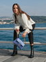 Lucky Bees Bolso de Hombro Azul en Piel de Polivinilo